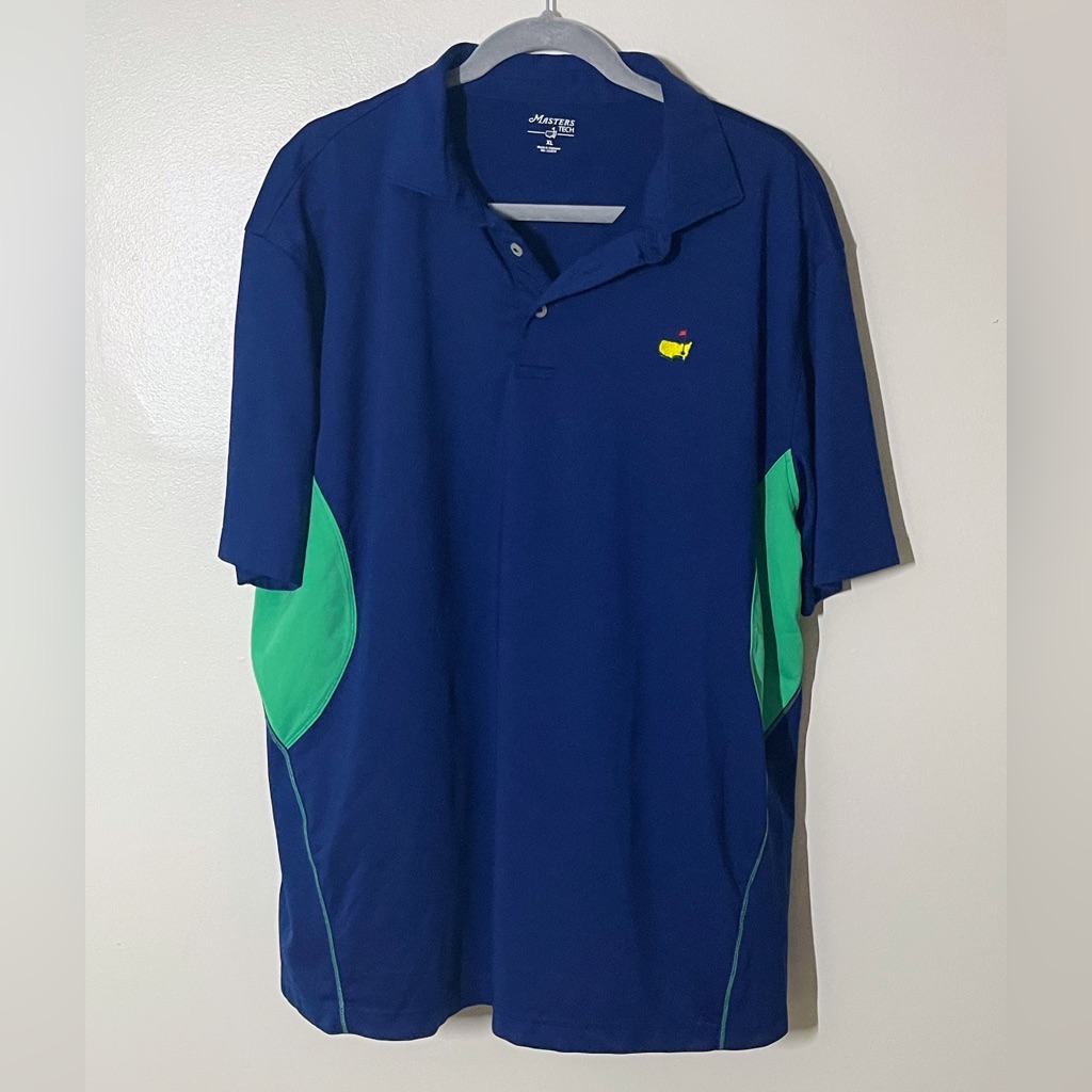 Pga Masters Masterstech Men&acirc;s Golf Polo Shirt Blue Green Xl